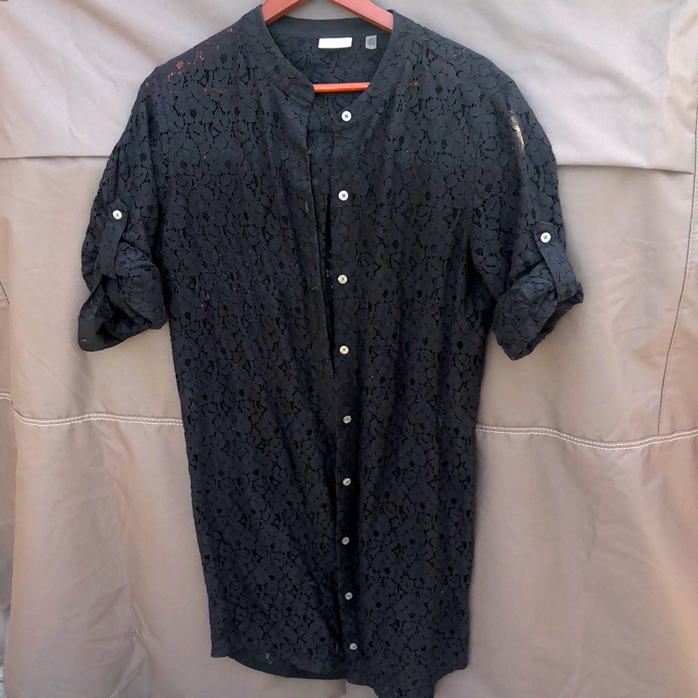 M DKNYC long lace button up tunic